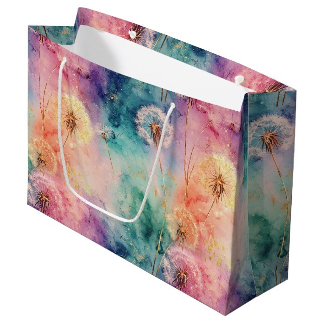 Grand Sac Cadeau Vintage Dandelion Abstract Pattern (5) (Devant Angle)