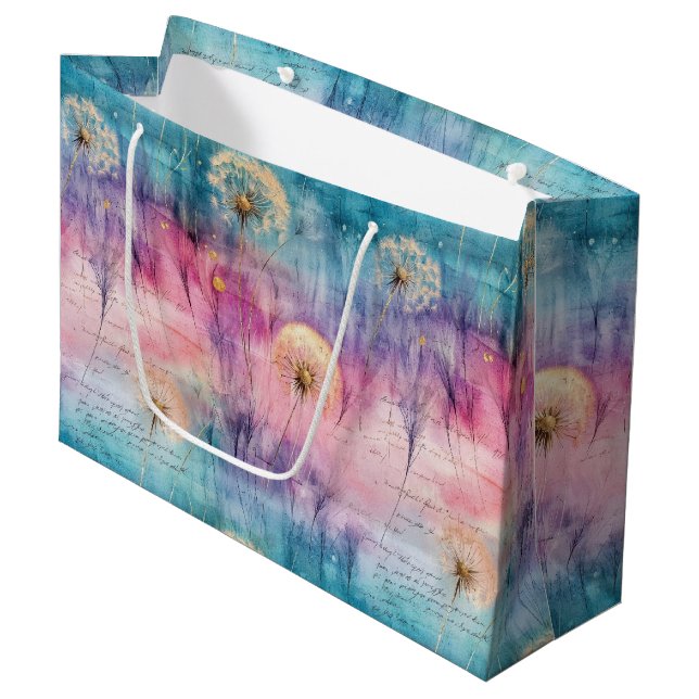 Grand Sac Cadeau Vintage Dandelion Abstract Pattern (6) (Devant Angle)