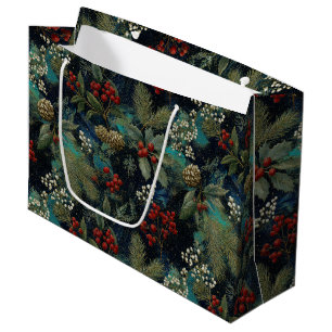 Grand Sac Cadeau Vintage Noël Élégant Éclat II
