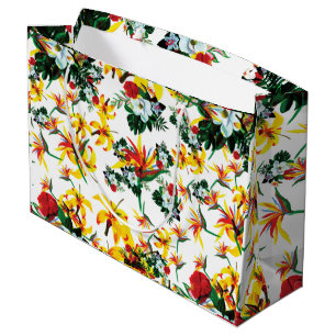 Grand Sac Cadeau Vintage Tournesol motif floral élégant marié