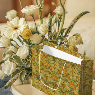 Grand Sac Cadeau Vintage William Morris Orange Jaune Vert