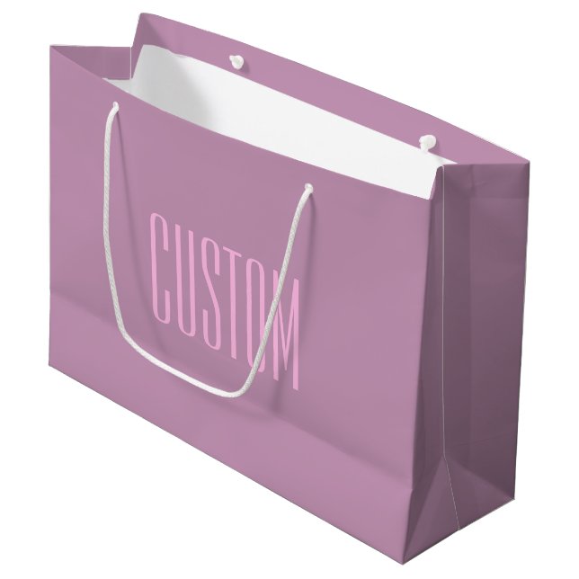 Grand Sac Cadeau Violet pastel & Rose clair | Texte éditable modern (Devant Angle)