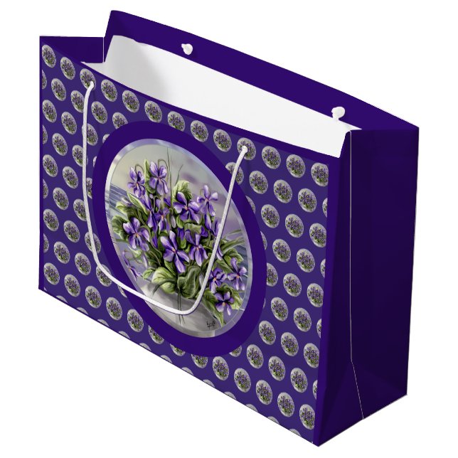 Grand Sac Cadeau violettes dans un bocal de lune (Devant Angle)