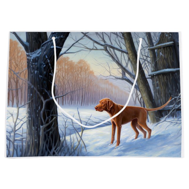 Grand Sac Cadeau Vizla Laisser neiger Noël (Devant)