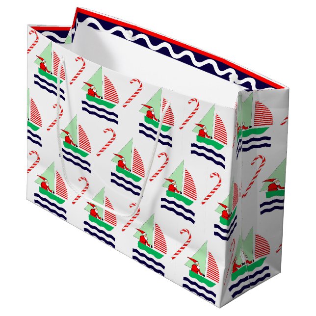 Grand Sac Cadeau Voile de Noël Nautionique (Devant Angle)