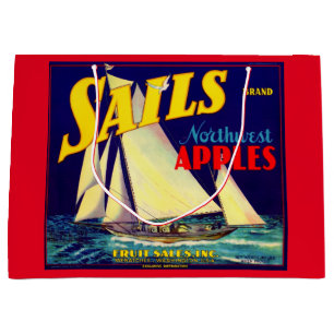 Grand Sac Cadeau Voiles des années 1930 Les pommes du Nord-Ouest cr