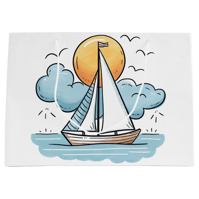 Grand Sac Cadeau Voilier  (Devant)
