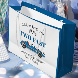 Grand Sac Cadeau Voiture de course vintage Joyeux 2e anniversaire