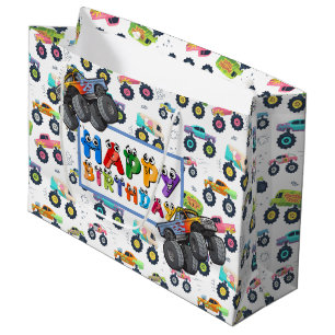 Grand Sac Cadeau Voitures et camions à grande roue pour anniversair