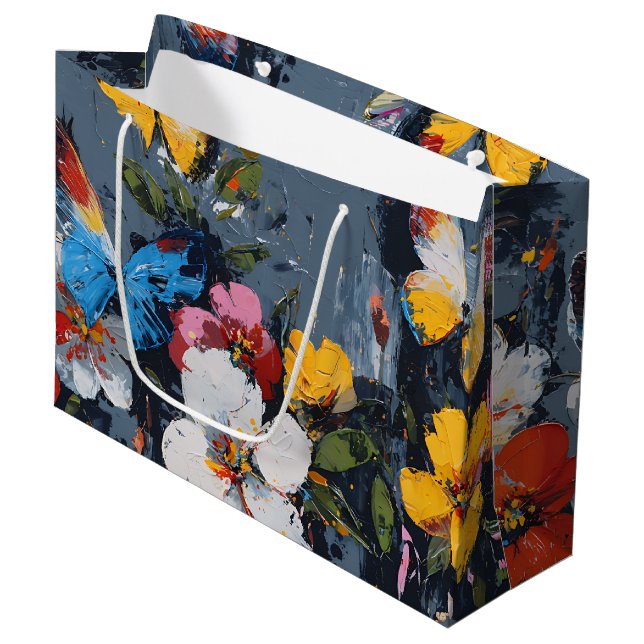 Grand Sac Cadeau Vol de papillon abstrait vibrant (9) (Devant Angle)