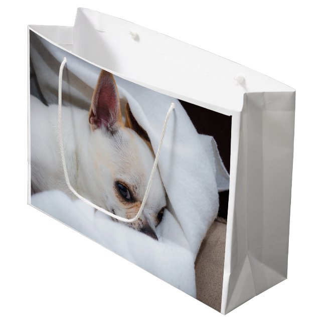 Grand Sac Cadeau Votre chiot chien de compagnie photo personnalisée (Devant Angle)