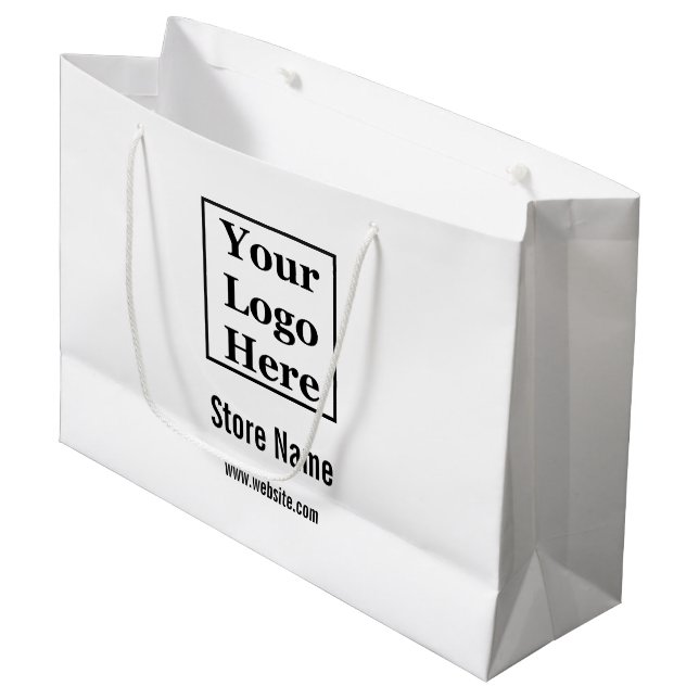 Grand Sac Cadeau Votre logo blanc et noir (Devant Angle)