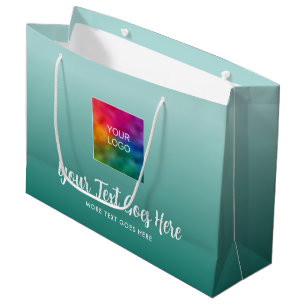Grand Sac Cadeau Votre logo ici modèle personnalisé sarcelle bleu v