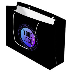 Grand Sac Cadeau Votre logo & moderne bleu & violet Ombre dégradant