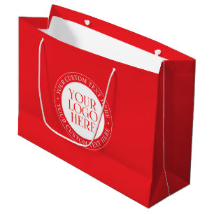 Grand Sac Cadeau Votre logo ou autre image Noël rouge et blanc