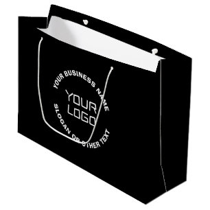 Grand Sac Cadeau Votre logo ou image et texte modifiable Noir et