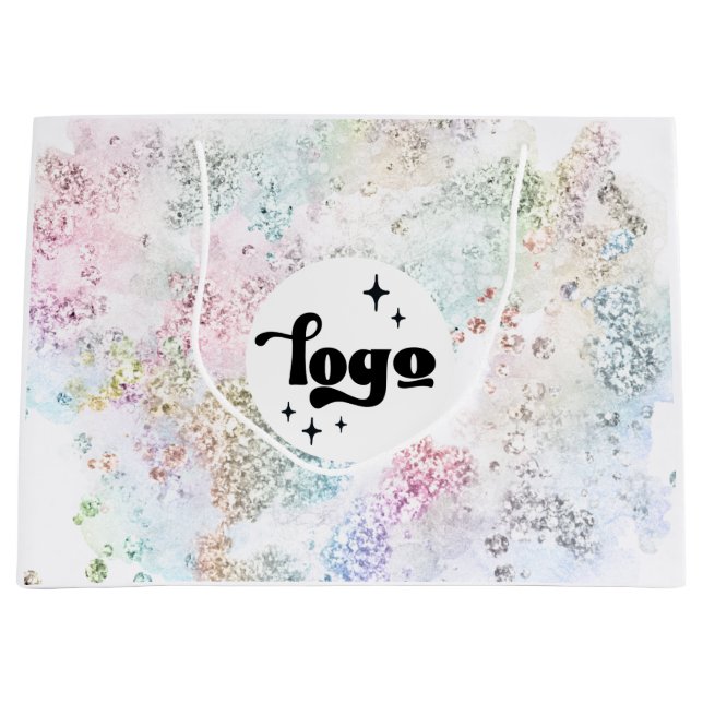 Grand Sac Cadeau votre logo sur la conception fausse parties scinti (Devant)