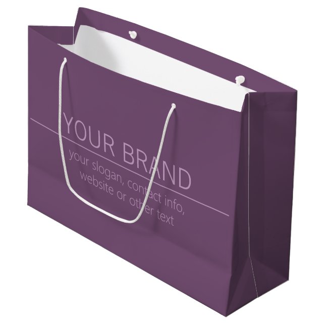 Grand Sac Cadeau Votre marque ou nom d'entreprise Moderne Mauve Vio (Devant Angle)