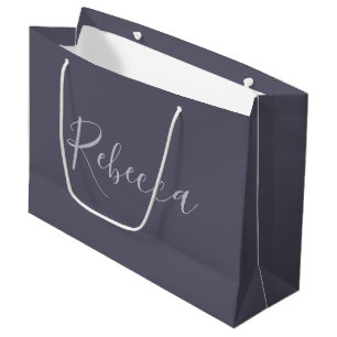 Grand Sac Cadeau Votre nom Élégant script de lavande sur le viole