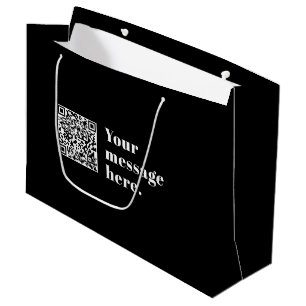 Grand Sac Cadeau Votre propre code QR téléchargé & Texte Rétro Modi