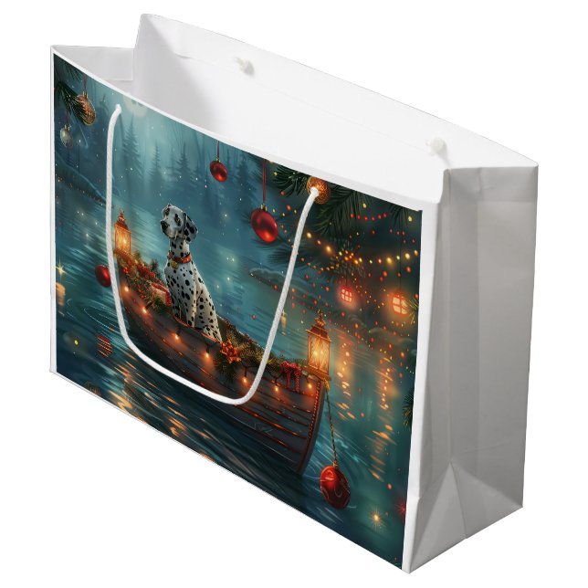 Grand Sac Cadeau Voyage de Noël dalmate (Devant Angle)