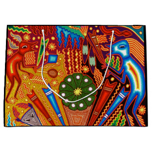 Grand Sac Cadeau Voyage tribal maya mexicain de Boho d'art d'Oaxaca