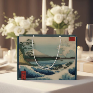 Grand Sac Cadeau Vue antique de la mer japonaise - Point de Satta