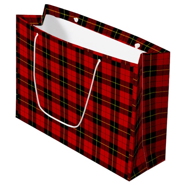Grand Sac Cadeau Wallace tartan rouge noir plaid (Devant Angle)