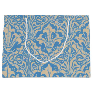 Grand Sac Cadeau Walter Crane Vintage Art de Graines et Fleurs Bleu