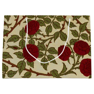 Grand Sac Cadeau Walter Crane Vintage Rosamund Rouge Rose Floral Ar