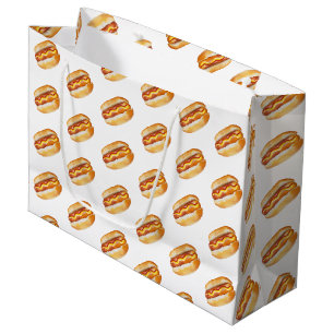 Grand Sac Cadeau Watercolor Hot Dog Cadeau Anniversaire - Grand BBQ