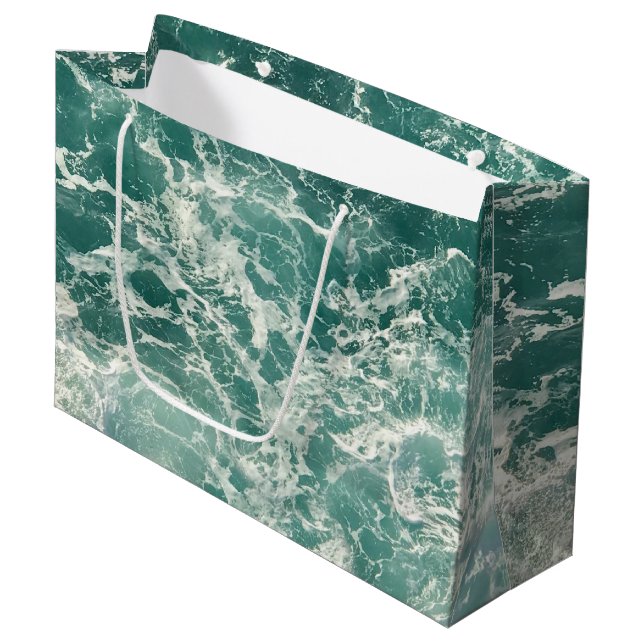 Grand Sac Cadeau Waves Blue Green (Devant Angle)