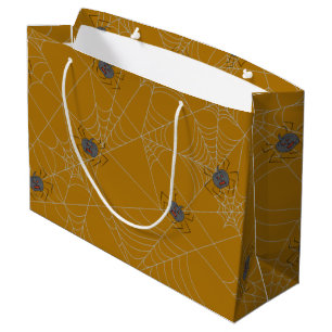 Grand Sac Cadeau Web et citrouilles d'araignées d'Halloween