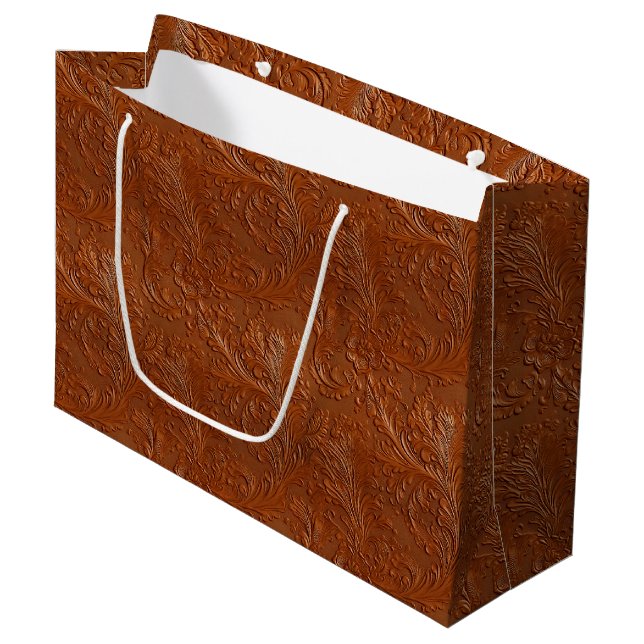 Grand Sac Cadeau Western Brown Tan Bohemian Art (Devant Angle)
