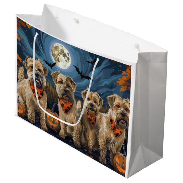 Grand Sac Cadeau Wheaten Terrier Halloween Éffrayant (Devant Angle)