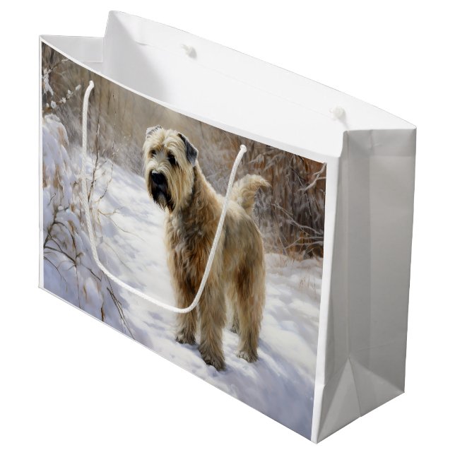 Grand Sac Cadeau Wheaten Terrier Laisser neiger Noël (Devant Angle)