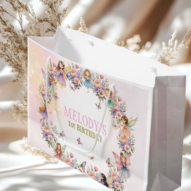Grand Sac Cadeau Whimsical fairy garden 1st birthday  (Créateur téléchargé)