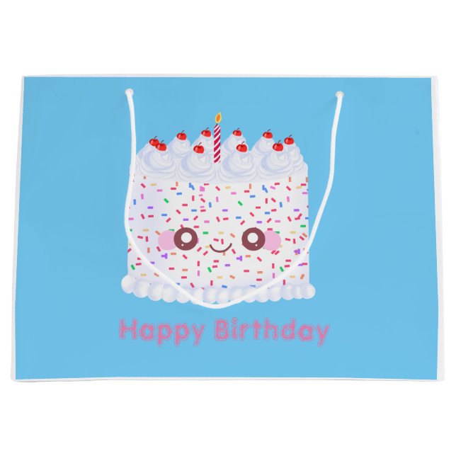 Grand Sac Cadeau White Frosting Sprinkle Birthday Cake (Devant)