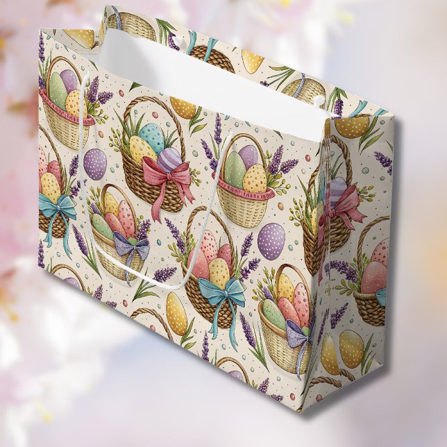 Grand Sac Cadeau Wicker Basket Easter Eggs with Lavender (Créateur téléchargé)