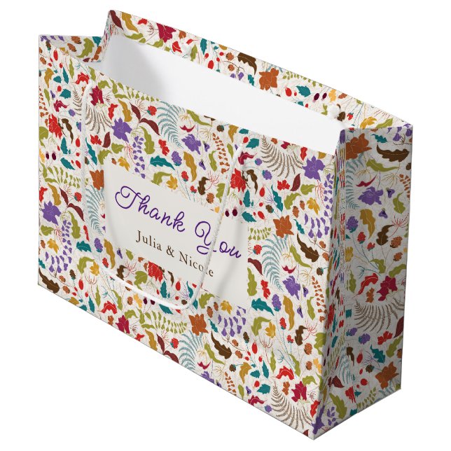 Grand Sac Cadeau Wild Rose Woods Exotic Flower Garden Mariage (Devant Angle)