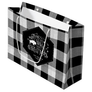 Grand Sac Cadeau Wild Wonderful Christmas Black Buffalo Plaid ID604