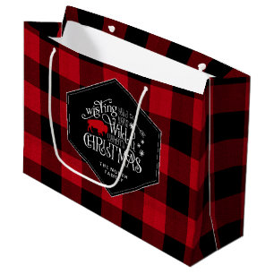 Grand Sac Cadeau Wild Wonderful Christmas Red Buffalo Plaid ID604