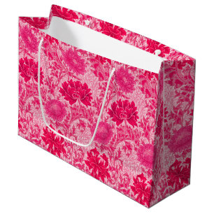Grand Sac Cadeau William Morris Chrysanthemums, Fuchsia Pink