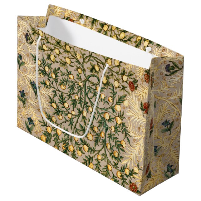Grand Sac Cadeau William Morris Fruit Floral Jardin Fleur Classique (Devant Angle)
