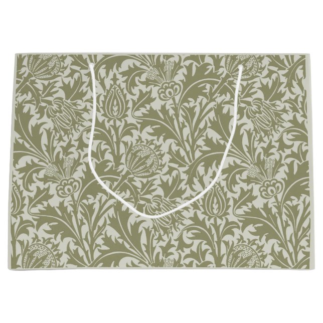 Grand Sac Cadeau William Morris Thistle Sage Green Motif (Devant)