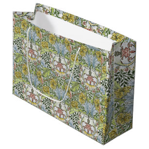 Grand Sac Cadeau William Morris Vintage Myrte vert rose   