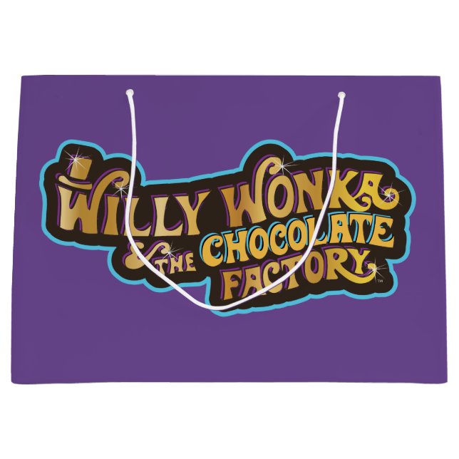 Grand Sac Cadeau Willy Wonka et le logo de l'usine de chocolat (Devant)