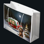 Grand Sac Cadeau Winter Dachshund Caravan Christmas Adventure<br><div class="desc">Laissez-vous tenter par la magie d'une nuit d'hiver enneigée alors qu'une caravane glisse gracieusement à travers le paysage illuminé par la lune. La beauté sereine de la neige scintillante et l'éclat enchanteur de la lune créent une scène captivante, promettant une aventure de Noël inoubliable remplie de chaleur, de joie et...</div>