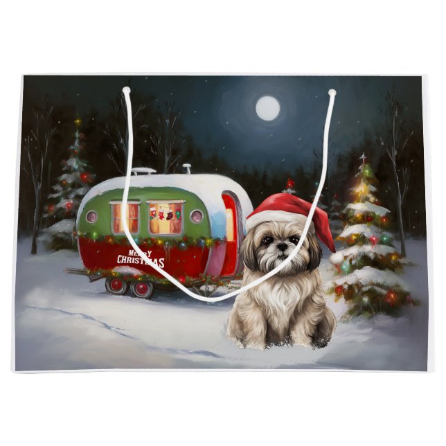 Grand Sac Cadeau Winter Havanese Caravan Christmas Adventure (Devant)