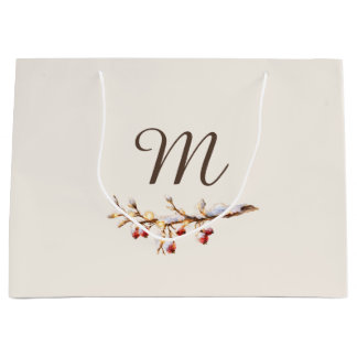 Grand Sac Cadeau Winter Pinecone & Berry  Monogram